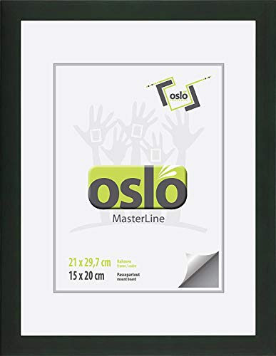 OSLO MasterLine Bilderrahmen 30 x 40 dunkel grün Holz massiv, FSC, Echt-Glas Fotorahmen Portraitrahmen Holzrahmen von OSLO MasterLine