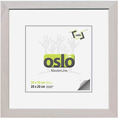 OSLO MasterLine Bilderrahmen 40 x 40 Holz quadratisch weiß gekalkt Echt-Glas Echtholz-rahmen von OSLO MasterLine