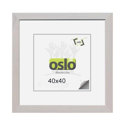 OSLO MasterLine Bilderrahmen 40 x 40 Holz quadratisch weiß gekalkt Echt-Glas Echtholz-rahmen von OSLO MasterLine