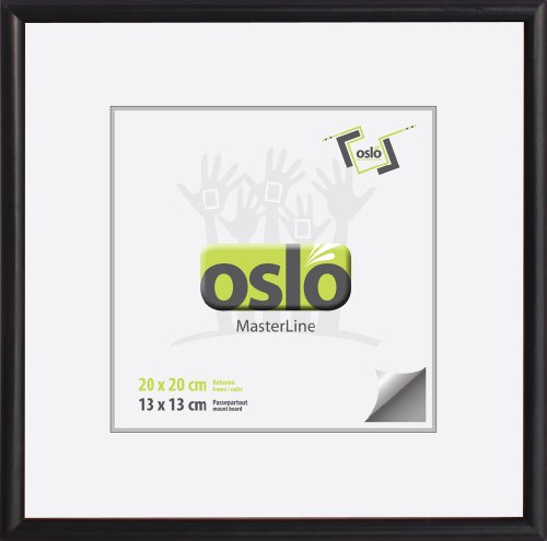 OSLO MasterLine Bilderrahmen schwarz quadratisch 20 x 20 cm Holz schmales Profil Echtglas stabiler Aufsteller von OSLO MasterLine