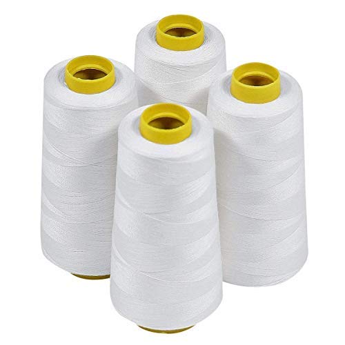 100% Polyester WHITE Overlocking Sewing Machine Polyester Thread 4000 Meters Cones (1) von OSNICA