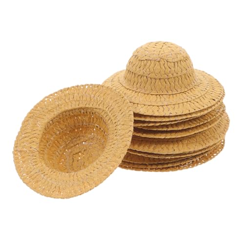 OSOLADY 12 Stück Teiliges Miniatur Papierhüte Handgefertigte Mini Hüte für Puppendekoration Winzige Strohhut optik DIY Bastelbedarf für Puppenhaus und Partydeko von OSOLADY