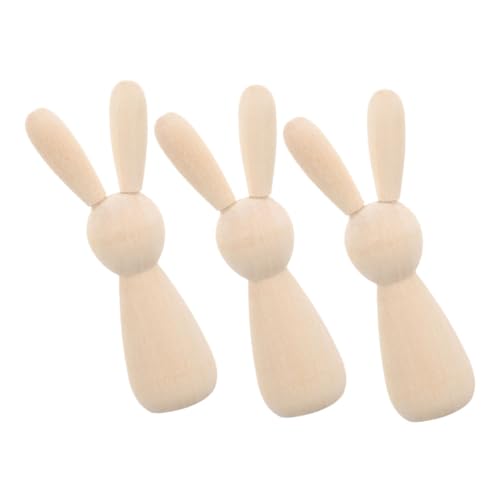 OSOLADY 3 Stück Holzhandwerk buchregal Dekoration bastel Set für holzspielzeug Basteln mit Holzfiguren Bastelset für Hase Puppe Dekorationen winzig unvollendetes Handwerk von OSOLADY