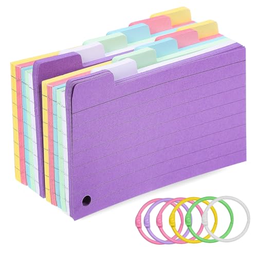 OSOLADY 300 Blatt Linierte Karteikarten Farben mit Vorgestanzten Löchern und Stabilen Binderingen Vielseitig für Lernen Notizen Projektplanung Praktische Kleine Zufällige Farbe von OSOLADY
