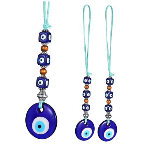 OSOLADY 3Stücke Türkisches Blaues Böses Amulett Set Glasperlen Charms für Wohnschutz und Dekoration Glücksbringer für Zuhause und Auto OSOLADY 3Stücke Türkisches Blaues Böses Amulett Set Glasperlen Charms für Wohnschutz und Dekoration Glücksbringer für Zuhause und Auto von OSOLADY