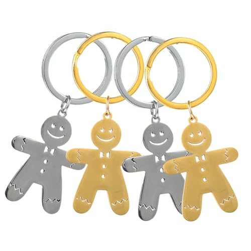 OSOLADY 4 Stück Lebkuchenmann Schlüsselanhänger Weihnachts Schlüsselanhänger Weihnachtsparty Lebkuchen Schlüsselanhänger Weihnachts Schlüsselringe Lebkuchenmann Figur von OSOLADY