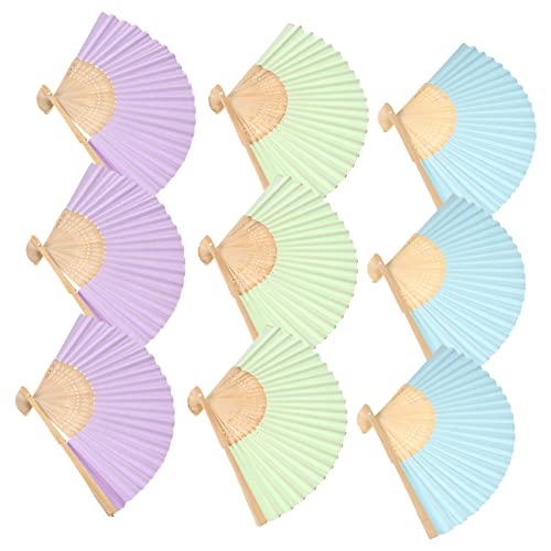 OSOLADY 9 Stück Diy Teiliges Set Faltbare Papierfächer für Blanko Malfächer Kreative zum Gestalten Dekorative Fächer für Leicht und Tragbar für Bastelprojekte und Aufführungen von OSOLADY