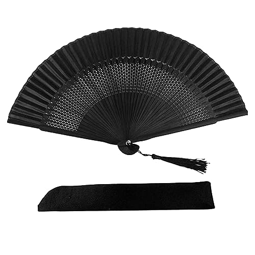 OSOLADY Faltbarer Tanzfächer aus Handfächer für Damen für Partys Hochzeiten und Dekoration Schwarzer Fächer mit Fensterdesign und Passendem Cover OSOLADY Faltbarer Tanzfächer aus Handfächer für Damen für Partys Hochzeiten und Dekoration Schwarzer Fächer mit Fensterdesign und Passendem Cover von OSOLADY