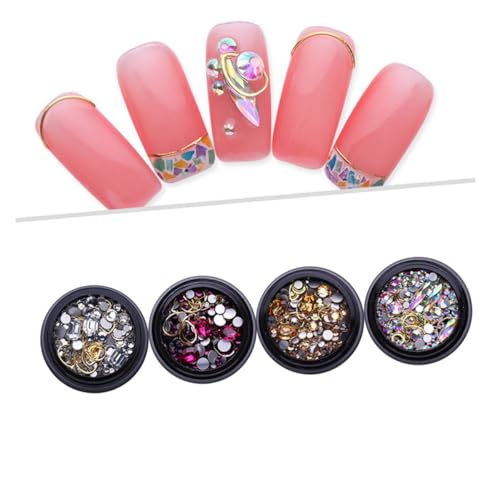 OSOLADY Goldene Nagelstecker aus Metall Nageldekoration mit Glitzer Edelsteinen Hohlmond und Herzform für DIY Nail Art Selbstklebend Strassbesetzt Nagelzubehör OSOLADY Goldene Nagelstecker aus Metall Nageldekoration mit Glitzer Edelsteinen Hohlmond und Herzform für DIY Nail Art Selbstklebend Strassbesetzt Nagelzubehör von OSOLADY