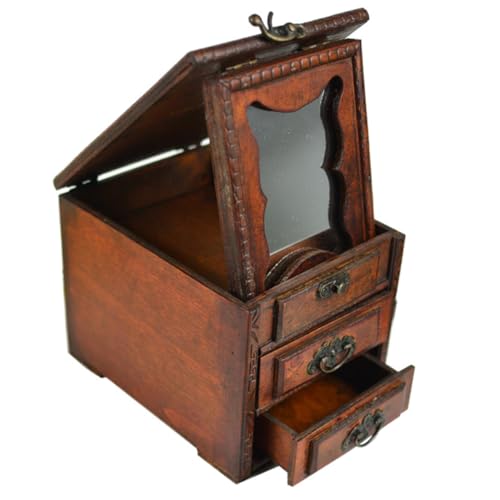 OSOLADY Vintage Schmuckschatulle aus Holz mit Spiegel Chinesischer Schmuck Organizer für Damen zur Schmuckaufbewahrung Handgefertigt mit Exquisiter Verarbeitung von OSOLADY