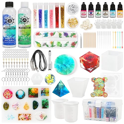 OSTWOLKE Epoxidharz Set 400ml, Epoxidharz Anfänger Set, Glasklar Resin Harz Gießen Set mit Epoxidharz Farbe, Epoxidharz Formen, Glitzer, Goldfolie, für DIY Harz Handwerk, Schmuckherstellung OSTWOLKE Epoxidharz Set 400ml, Epoxidharz Anfänger Set, Glasklar Resin Harz Gießen Set mit Epoxidharz Farbe, Epoxidharz Formen, Glitzer, Goldfolie, für DIY Harz Handwerk, Schmuckherstellung von OSTWOLKE
