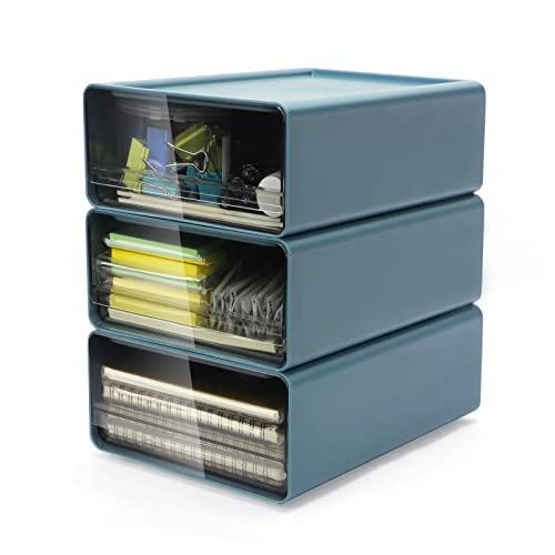 OSTWOLKE Schreibtisch Organizer mit Schubladen Acryl 3 Stück, Schubladenbox Stapelbar, Büro Organizer Aufbewahrungsbox für Stifte, Radiergummi und Anderes Bürozubehör, Transparent Blau OSTWOLKE Schreibtisch Organizer mit Schubladen Acryl 3 Stück, Schubladenbox Stapelbar, Büro Organizer Aufbewahrungsbox für Stifte, Radiergummi und Anderes Bürozubehör, Transparent Blau von OSTWOLKE