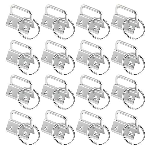OSUWLSI 16 Stück Leere Schlüsselbänder, 25 mm Schlüsselanhänger-Hardware, Klemmverschluss, Anhänger, Armband-Hardware mit Schlüsselring für DIY handgefertigtes Schlüsselband aus Stoff (Silber) von OSUWLSI