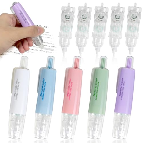 OT-NVWOZR 5 Stück Korrekturroller, 6m x 5mm Einziehbare Korrekturbänder Korrekturmaus mit 5 Ersatzkern Correction Tape, Niedlich Korrekturband Schulsachen für Schüler Lehrer Schule Büro OT-NVWOZR 5 Stück Korrekturroller, 6m x 5mm Einziehbare Korrekturbänder Korrekturmaus mit 5 Ersatzkern Correction Tape, Niedlich Korrekturband Schulsachen für Schüler Lehrer Schule Büro von OT-NVWOZR