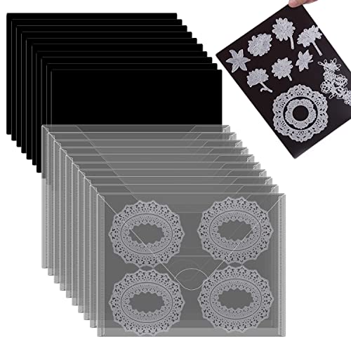 10 Stück A4 Gummi-Magnetfolien 22,9 x 29,2 cm, 10 Stück, transparente Stempel-Aufbewahrungstaschen, wiederverschließbare Stanzformen, Schablonen-Organizer für Kartenherstellung von OTCRAFT
