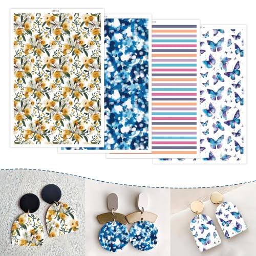 12 x Ton-Transferpapier, Olivenbaum, Halloween, Blumen, Liebe, 4 Muster, sortiertes Design, Wasser-Polymer-Ton, Transferpapier für Polymer-Ton, Ohrringe, Schmuckherstellung, Aquarell-Blume 12 x Ton-Transferpapier, Olivenbaum, Halloween, Blumen, Liebe, 4 Muster, sortiertes Design, Wasser-Polymer-Ton, Transferpapier für Polymer-Ton, Ohrringe, Schmuckherstellung, Aquarell-Blume von OTCRAFT