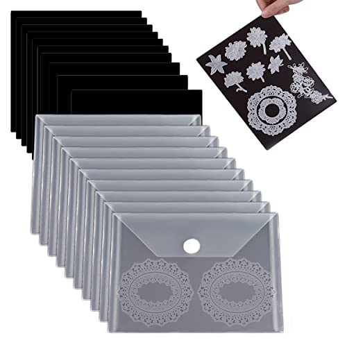OTCRAFT 20 Stück/Satz 10Gummi-Magnetbögen, 0,5 mm Dicke, mit 10 transparenten Stempel-Aufbewahrungstaschen, Stanzformen, Schablonen-Organizer für Kartenherstellung von OTCRAFT