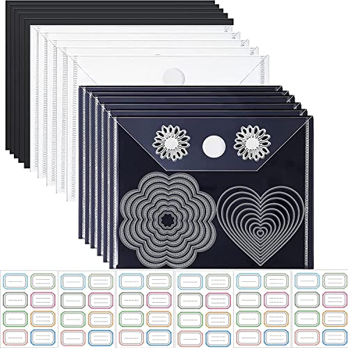 20 Stück Gummi-Magnetbögen, 0,5 mm Dicke, mit transparenten Stempel-Aufbewahrungstaschen, 48 Etiketten Aufkleber, Stanzformen, Schablonen-Organizer für Kartenherstellung von OTCRAFT