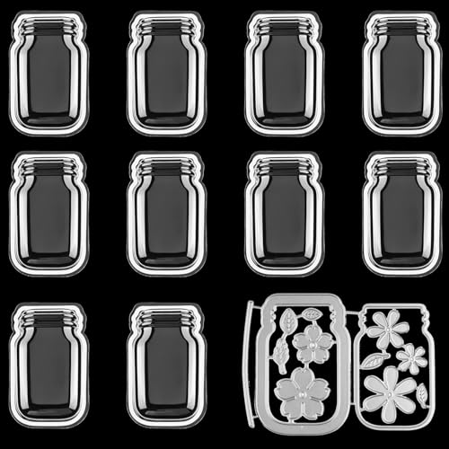 23 Stück/Set, 10 Stück, dimensionale Shaker-Kuppeln mit 13 Stück/Set, Vasen-Metallschablonen für abziehbar, selbstklebende Flasche Kuppeln für Shaker, Kartenherstellung, handgefertigtes Basteln von OTCRAFT
