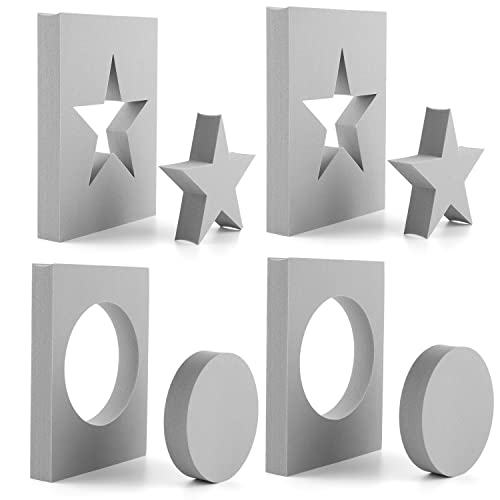 4 Stück Stern-, Kreisstempelschaum-Stempel, grau, formbare Schaumstoff-Stempel, Kunststoff, Trockenschaum-Stempelkissen, zum Schneiden und Trocken, für Skulpturen, Modellieren, DIY Kunst und von OTCRAFT