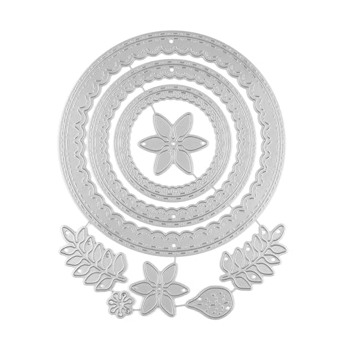 9 Stück/Set Kreise Blumen Rahmen Stanzformen für Kartenherstellung DIY Scrapbooking Prägeschablone Metall Stanzformen für Papierbasteln Stanzschablone Scrapbooking Zubehör Scrapbook Fotoalbum Dekor von OTCRAFT
