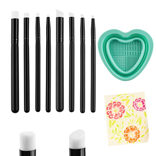 9-teiliges Mini-Pinsel-Set, detaillierte Mischpinsel, Mischwerkzeuge mit faltbarem Pinsel, Tiefenreinigungsschüssel, 4 Arten von Kopf, glattes Mischen, Tinte, Malerei, kleine Pinsel für DIY, von OTCRAFT