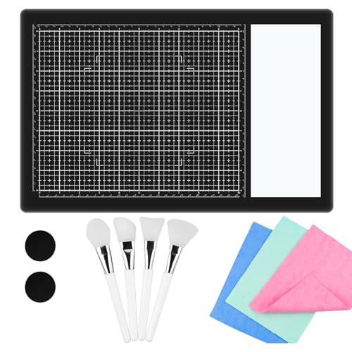9-teiliges magnetisches Glas-Bastelmatten-Set; 40 x 26 cm hitzebeständige Glas-Medien-Schneidematte mit Magneten, Rasterlinien und Messungen; zum Schneiden, Stempeln, gemischte Medien, Wärmeprägen und von OTCRAFT