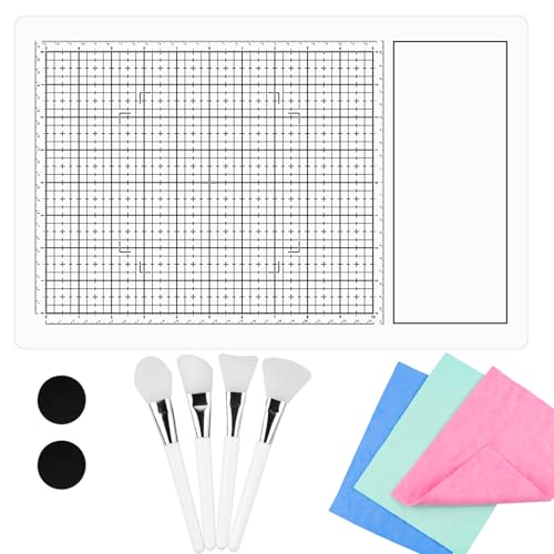 9-teiliges magnetisches Glas-Bastelmatten-Set; 40 x 26 cm hitzebeständige Glas-Medien-Schneidematte mit Magneten, Rasterlinien und Messungen; zum Schneiden, Stempeln, gemischte Medien, Wärmeprägen und 9-teiliges magnetisches Glas-Bastelmatten-Set; 40 x 26 cm hitzebeständige Glas-Medien-Schneidematte mit Magneten, Rasterlinien und Messungen; zum Schneiden, Stempeln, gemischte Medien, Wärmeprägen und von OTCRAFT