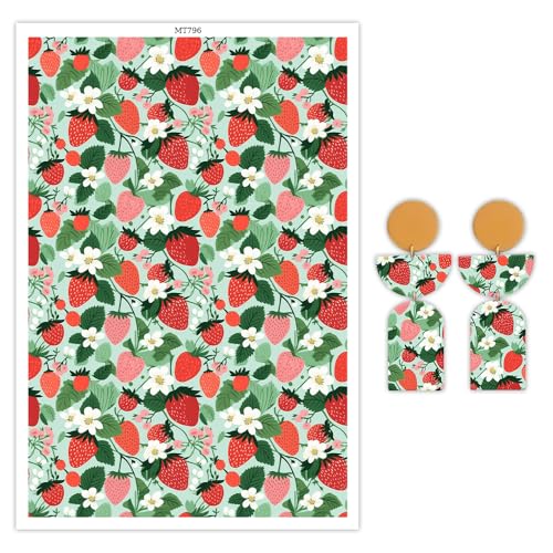 BAOFALI 10 Blatt Erdbeer-Ton-Transferpapier für Bastelarbeiten, Polymer-Ton, Transferpapier für Polymerton, Schmuck, Ohrringe, 14 x 8 cm BAOFALI 10 Blatt Erdbeer-Ton-Transferpapier für Bastelarbeiten, Polymer-Ton, Transferpapier für Polymerton, Schmuck, Ohrringe, 14 x 8 cm von OTCRAFT