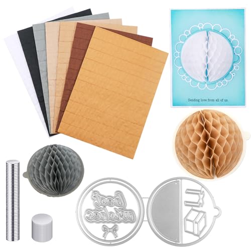 BAOFALI 9-teiliges Wabenpapierblöcke und große runde Stanzformen-Set mit Magneten. Für DIY-3D-Bastel- und Pop-Up-Karten, 30 Schichten, 2 cm Klebelinie, Basteln, Kartenherstellung, Verzierungen von OTCRAFT