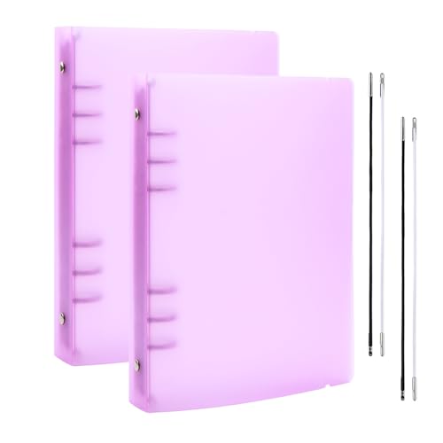 BAOFALI Ringbucheinband, A5, 6-Ringbuch, sauberes, transparentes weiches PVC, nachfüllbar, mit matter Oberfläche, für Stempel- und Stanzschablonen, Violett, 2 Stück von OTCRAFT