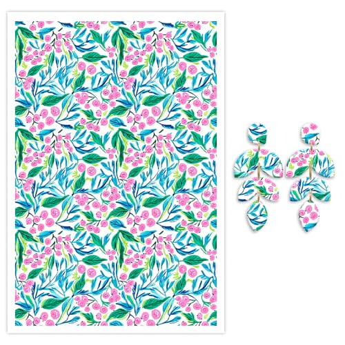 Kirsch-Transferpapier für Polymerton, 6 Designs, 14 x 9 cm, Transferblätter aus Polymerton, Druck-Polymer-Ton, Transferpapier für DIY-Kunst, Schmuck, Ohrringe, 12 Blatt von OTCRAFT