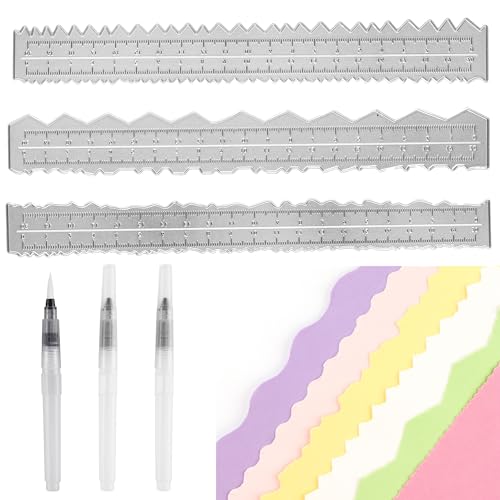 Metall-Papierlineal, unregelmäßige Kanten mit Wasserpinseln, Lineal, Büttenkanten, Lineal, Messen, Prägen, Stanzformen für Kartenherstellung, Scrapbooking, Handwerk, DIY, Stanzformen, Werkzeuge (21,6 Metall-Papierlineal, unregelmäßige Kanten mit Wasserpinseln, Lineal, Büttenkanten, Lineal, Messen, Prägen, Stanzformen für Kartenherstellung, Scrapbooking, Handwerk, DIY, Stanzformen, Werkzeuge (21,6 von OTCRAFT
