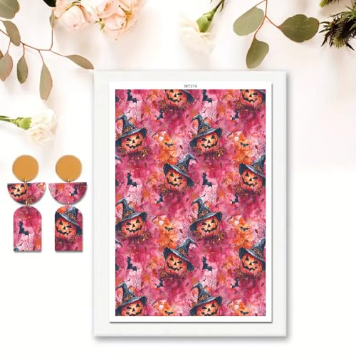 OTCRAF Transferpapier für Halloween-Kürbis-Thema, Transferpapier für Polymerton, 14 x 9 cm, Transferpapier für Bastelarbeiten, Schmuck, Ohrringe, 10 Blatt OTCRAF Transferpapier für Halloween-Kürbis-Thema, Transferpapier für Polymerton, 14 x 9 cm, Transferpapier für Bastelarbeiten, Schmuck, Ohrringe, 10 Blatt von OTCRAFT