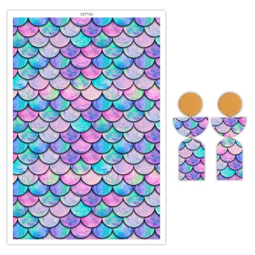 OTCRAFT 10 Blatt buntes Fischschuppenmuster, Ton-Transferpapier für Bastelarbeiten, Polymer-Ton, Transferpapier für Polymerton, Schmuck, Ohrringe, 14 x 8 cm OTCRAFT 10 Blatt buntes Fischschuppenmuster, Ton-Transferpapier für Bastelarbeiten, Polymer-Ton, Transferpapier für Polymerton, Schmuck, Ohrringe, 14 x 8 cm von OTCRAFT