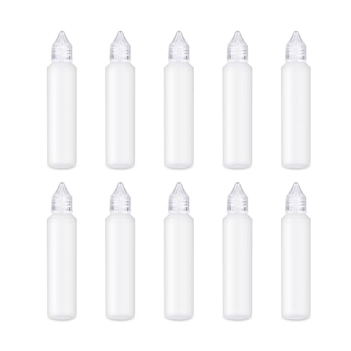 OTCRAFT 10 Stück 30 ml leere Applikatorflaschen mit feiner Spitze; Kunststoff-Quetschflasche für Kleber, Farbe, Tinte, transparenter Flüssigkeitsspender, kleine Klebeprojekte, Papierquilling, DIY, von OTCRAFT