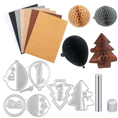 OTCRAFT 10-teiliges Wabenpapierblöcke und Stanzformen-Set mit Magneten. Für DIY-3D-Bastel- und Pop-Up-Karten, 30 Schichten, 2 cm Klebelinie, Basteln, Kartenherstellung, Verzierungen von OTCRAFT