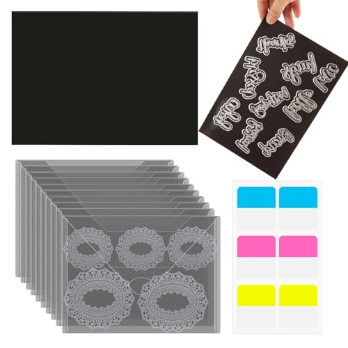 OTCRAFT 20 Stück/Set A410 Gummi-Magnetbögen, 0,3 mm dick, mit 10 transparenten Stempeln, Aufbewahrungstaschen, wiederverschließbare Kunststoff-Aufbewahrungstasche, großer Umschlagetui, von OTCRAFT