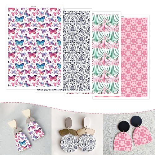 OTCRAFT 24 Blatt Ton-Transferpapier für Ohrringe und Polymer-Ton, Design-Wassertransferpapier für Polymerton, Schmuck, Halsketten, Anhänger, Bastelbedarf, 4 Muster, 14,8 x 10 cm OTCRAFT 24 Blatt Ton-Transferpapier für Ohrringe und Polymer-Ton, Design-Wassertransferpapier für Polymerton, Schmuck, Halsketten, Anhänger, Bastelbedarf, 4 Muster, 14,8 x 10 cm von OTCRAFT