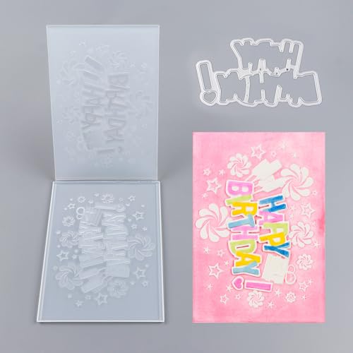 OTCRAFT 3D-Prägeschablone und Metallschablonen-Set für Kartenherstellung, Happy Birthday-Textur-Prägeschablone, Papierkarten-Prägeschablone für DIY, Geburtstag, Scrapbooking, Fotoalbum, Karten OTCRAFT 3D-Prägeschablone und Metallschablonen-Set für Kartenherstellung, Happy Birthday-Textur-Prägeschablone, Papierkarten-Prägeschablone für DIY, Geburtstag, Scrapbooking, Fotoalbum, Karten von OTCRAFT