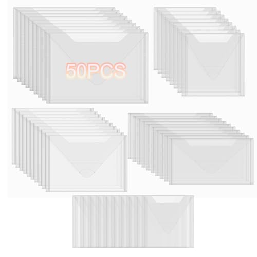 OTCRAFT 50 Stück Stempel- und Stanzformen-Aufbewahrungstaschen, 96 Etikettenaufkleber, 5Größen, Scrapbooking-Aufbewahrung, Stanzformen, Schablonen, Basteln, Aufbewahrung von OTCRAFT