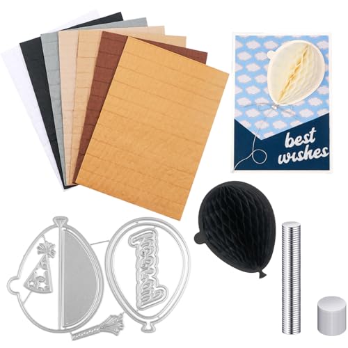 OTCRAFT 9-teiliges Set mit Waben-Papierblöcken und Ballon-Stanzformen, mit Magneten, für DIY-3D-Bastel- und Pop-Up-Karten, 30 Schichten, 2 cm Klebelinie, Basteln, Kartenherstellung, Verzierungen von OTCRAFT