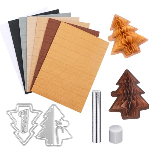 OTCRAFT 9-teiliges Set mit Waben-Papierblöcken und Weihnachtsbaum-Stanzformen, mit Magneten. Für DIY-3D-Bastel- und Pop-Up-Karten, 30 Schichten, 2 cm Klebelinie, Basteln, Kartenherstellung von OTCRAFT