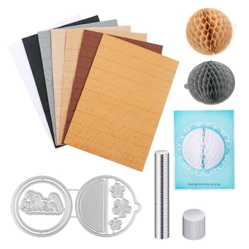 OTCRAFT 9-teiliges Set mit Waben-Papierblöcken und runden Stanzformen, mit Magneten. Für DIY-3D-Bastel- und Pop-Up-Karten, 30 Schichten, 2 cm Klebelinie, Basteln, Kartenherstellung, Verzierungen von OTCRAFT
