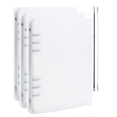 OTCRAFT A5-Ringbucheinband mit 6 Ringbüchern, sauberes, transparentes weiches PVC für nachfüllbare Notizbuchhülle mit matter Oberfläche für Stempel und Stanzschablonen, 3 Stück (transparent) von OTCRAFT