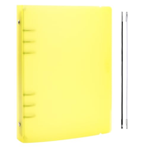 OTCRAFT A5 Ringbucheinband mit 6 Ringen, sauberes, transparentes weiches PVC, nachfüllbare Notizbuchhülle mit matter Oberfläche für Stempel und Stanzschablonen (gelb) von OTCRAFT