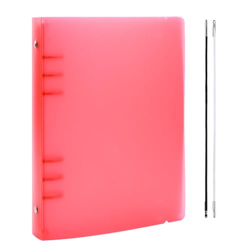 OTCRAFT A5 Ringbucheinband mit 6 Ringen, sauberes, transparentes weiches PVC, nachfüllbare Notizbuchhülle mit matter Oberfläche für Stempel und Stanzschablonen (rot) von OTCRAFT