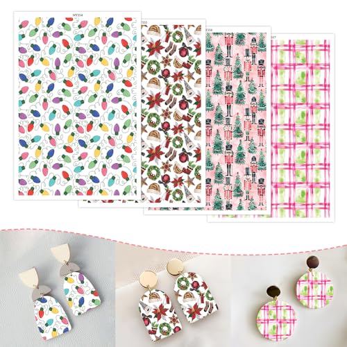 OTCRAFT Farbige Glühbirnen, Transferpapier mit Weihnachtsmotiven, 4 Designs, 14 x 9 cm, Transferblätter für Polymerton, Druckpapier für Bastelarbeiten, Schmuck, Ohrringe, 24 Blatt OTCRAFT Farbige Glühbirnen, Transferpapier mit Weihnachtsmotiven, 4 Designs, 14 x 9 cm, Transferblätter für Polymerton, Druckpapier für Bastelarbeiten, Schmuck, Ohrringe, 24 Blatt von OTCRAFT