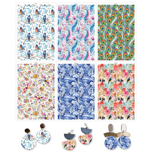 OTCRAFT Feder-Transferpapier für Bastelarbeiten, 6 Arten von Polymer-Ton, Transferpapier für Modelliermasse, Schmuck, Ohrringe, 14 x 8 cm, 24 Blatt OTCRAFT Feder-Transferpapier für Bastelarbeiten, 6 Arten von Polymer-Ton, Transferpapier für Modelliermasse, Schmuck, Ohrringe, 14 x 8 cm, 24 Blatt von OTCRAFT