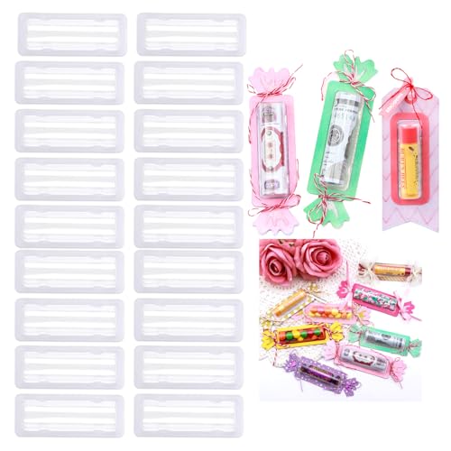 OTCRAFT Groß Transparente rechteckige Kuppeln aus Kunststoff, 9,4 x 3,8 cm, selbstklebende Lippenbalsam-Beutel, Geldhalter für Bastelarbeiten, Geschenkkarten, Shaker, Kartenherstellung, Handarbeit, von OTCRAFT